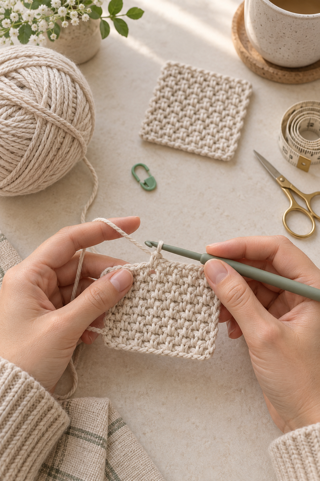 Moss stitch crochet materials